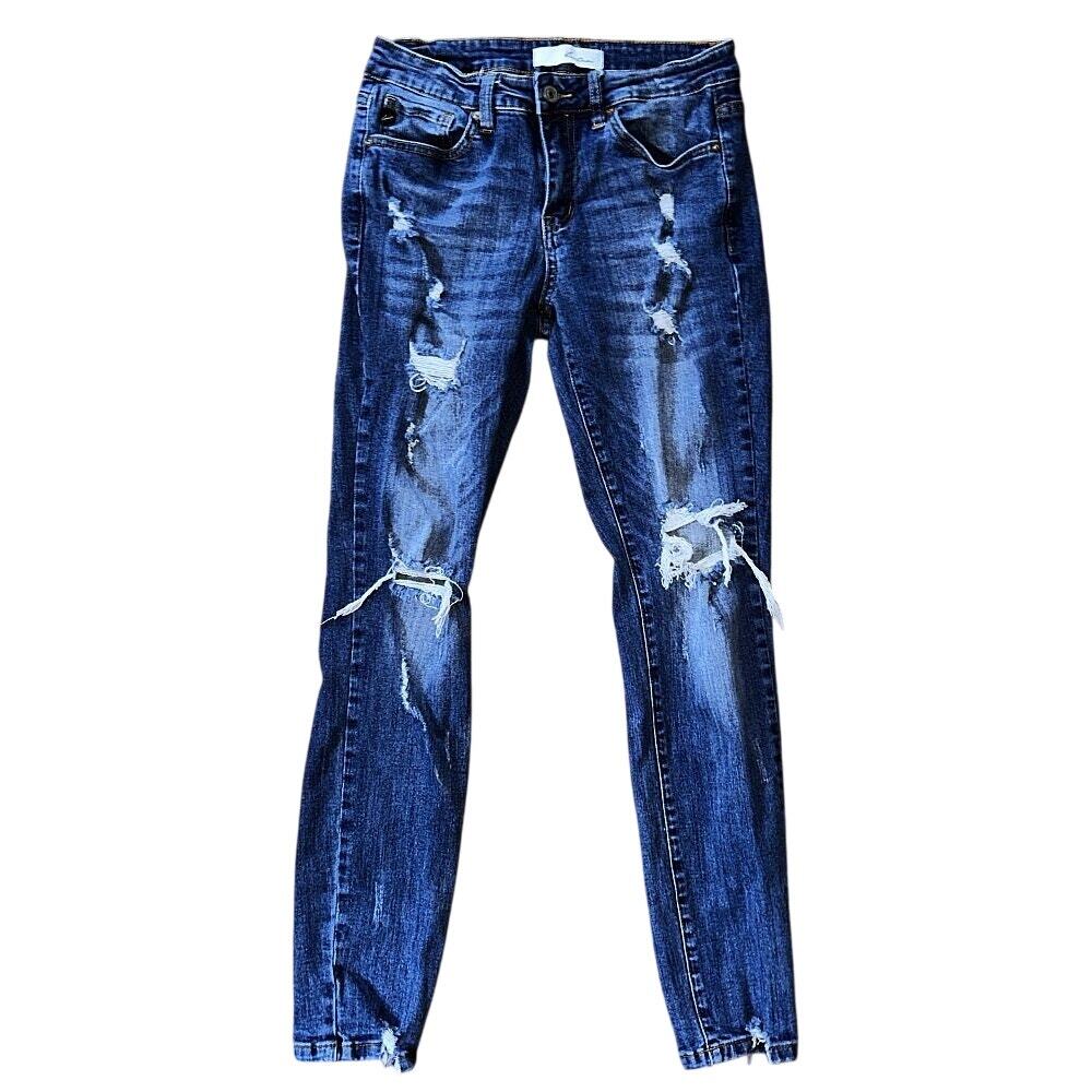 Kancan Austin Mid-Rise Distressed Skinny Jeans 7/27